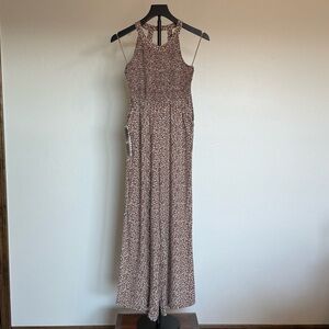 Wide Leg Jumpsuit by Japna Leopard Print Sleeveless with Pockets Small